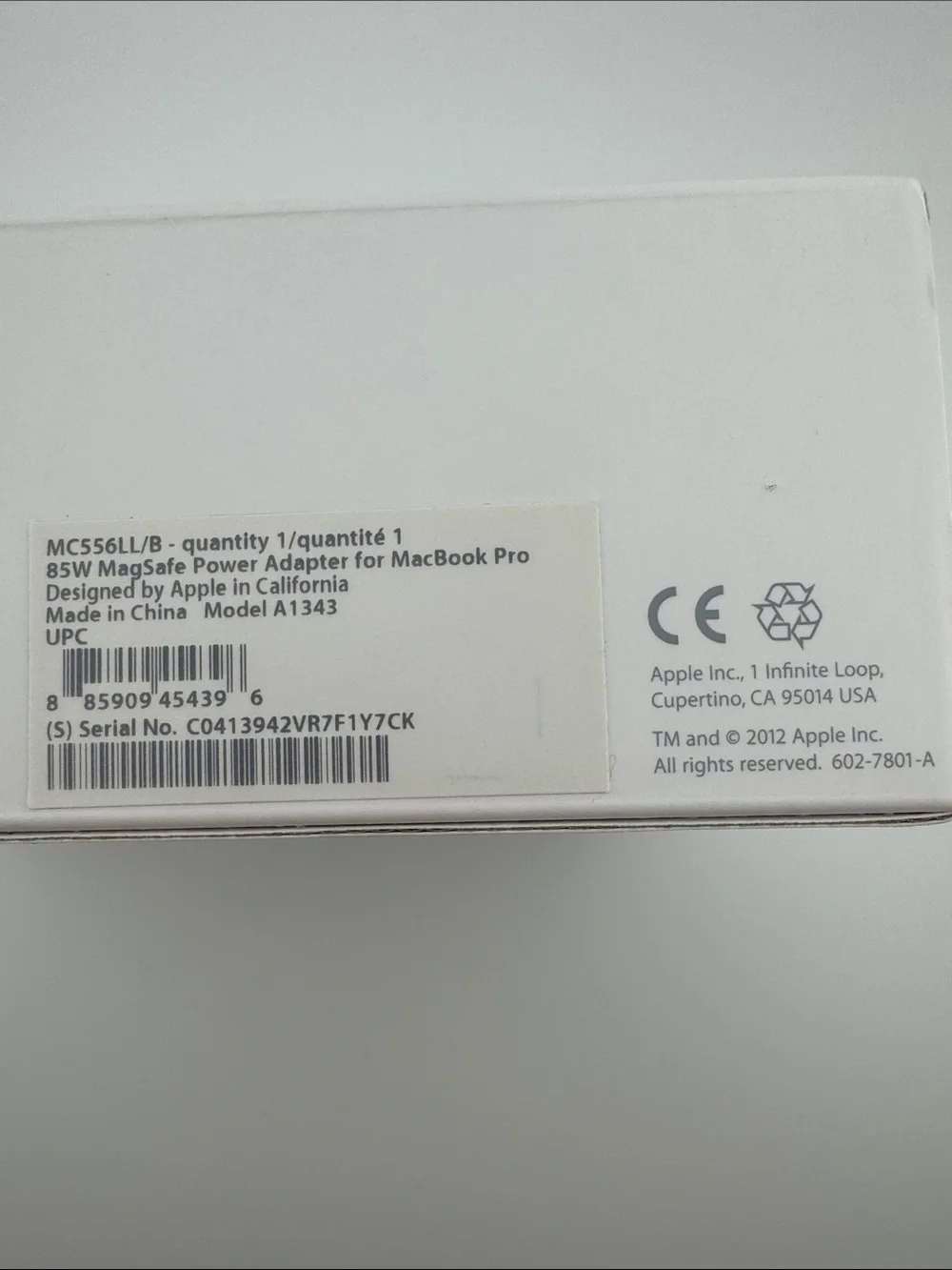 Apple OEM 85W MagSafe Power Adapter Charger for 15